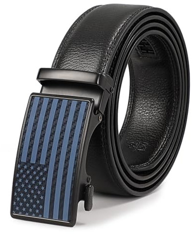 SANSTHS Men's Belts Leather Ratchet Dress Belts for Men with Slide Buckle
