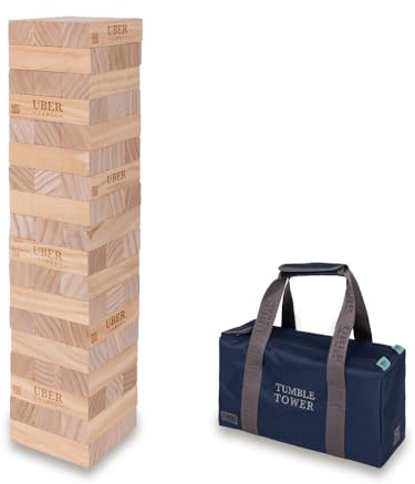 Uber Games - Torre de caída - Pino - Tamaño grande - Construye hasta 4 pies de altura - Juegos de jardín gigantes - Torres de madera - Pino sostenible - Ideal para eventos, bodas y fiestas