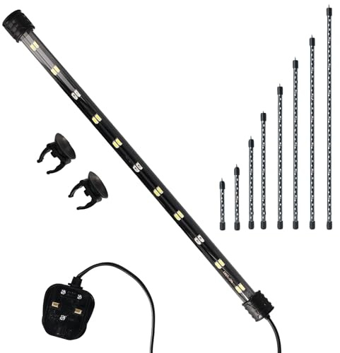 Aquarium Fish Tank Submersible LED Light Lamp Tube Bar White & Blue LED Aquarium Lights - UK Plug (45cm)