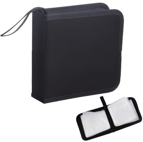 gvivej CD Tasche, CD DVD Discs Aufbewahrungstasche für 40 Discs, CD Hüllen DVD Aufbewahrung Mappe für Auto und Zuhause, Schwarz