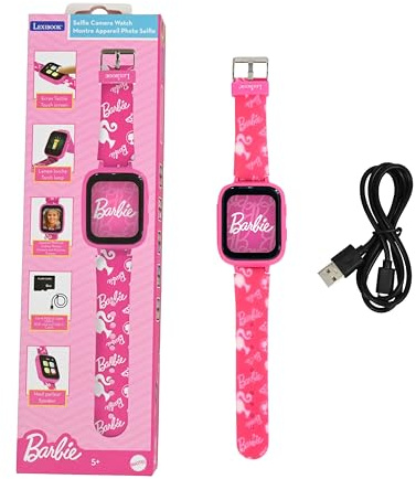 Lexibook, Barbie, Selfie-Kamera-Uhr, HD-Touchscreen, 720p-Kamera, MP3-Player, Eingebauter Lautsprecher, Diktiergerät, Schrittzähler, 5 Spiele, Rosa, DMW070BB