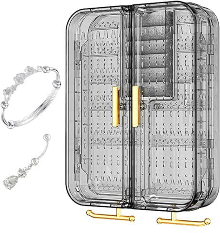 Wall Mounted Jewellery Holder Organiser, Jewellery Organiser for Wall, Jewellery Storage Box, Transparent Jewellery Box without Punching, Wall Mounted Necklace Organiser