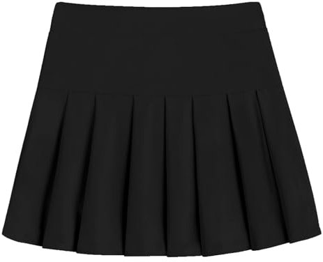 Arshiner Mädchen Rock Schwarz Tennisrock Kinder Hohe Taille Sportrock mit Taschen Innenhose Golf Skorts Schule Uniform Faltenrock 150/11-12 Jahre