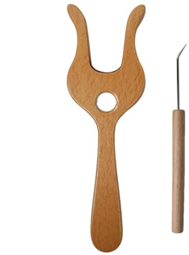Stickgaffel – vävverktyg | Trävirkad stickverktyg gaffelkrok | trägaffel fläta sticknål, exakt sladd virkning stickgaffel för flätning nybörjare för dragsko, halsdukar