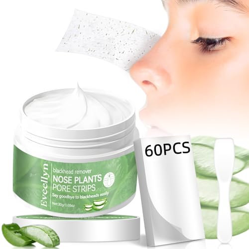 Mitesserentfernung (30 g), 60 Stück Porenstreifen, Mitesserentferner für das Gesicht, Creme trocknet aus verklebt unter 25 Grad, Flasche zum Aufweichen in kochendes Wasser stellen
