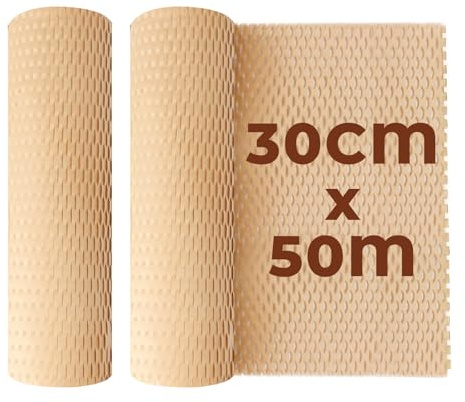 Storystore Honeycomb Packing Paper Roll 30cm x 50m, Alternative to Bubble Wrap for Moving House, Packaging Filler Brown Wrapping Paper Roll Packing Material for Parcels, Moving, Shipping, Fragile
