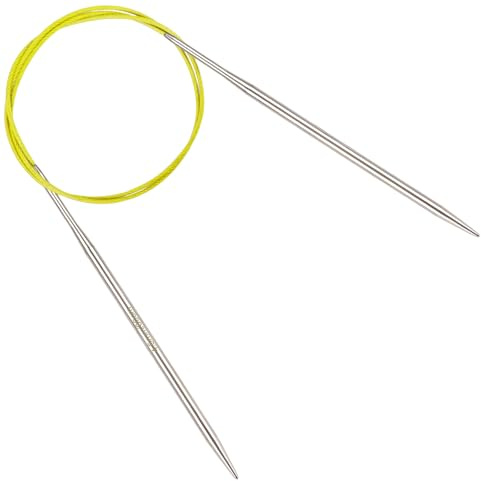 Reessy 4.5 mm Circular Knitting Needles 80 cm Long, Stainless Steel Round Knitting Needle with Flexible Cable, Round Needles with Size Marked, Fixed Circular Knitting Pins for Knit Project