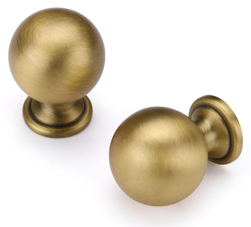 SYZOW 6 Pièces Boutons de Tiroir Laiton antique, Boutons de Meubles Armoire en, Poignees de Porte de Cuisine (Bronze brossé)