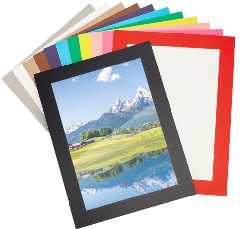 OLYCRAFT 12Pcs 12 Colors A4 Paper Frames for Drawing Rectangle Paper Frame Colorful Cardboard Picture Frame with PVC Film for 19.9x28.5cm Pictures Documents for Wall Home Dorm Office Decor
