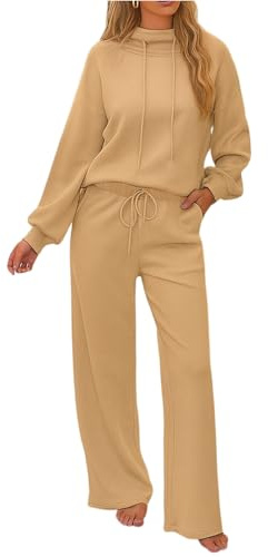 Completi in Maglia Donna Completi Eleganti Tuta da Ginnastica Donna Completo Rosso Abbigliamento Running Invernale Maid Dress Set Costume Neve Casual Casa Beige M