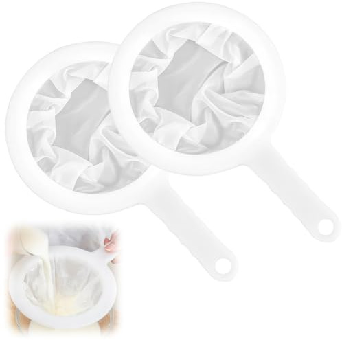 Ruvan 2 Pezzi Piccolo Colino, Filtro Cibo, Setaccio Per Succo,Filtri A Maglia Fine,Filtro Per Vino,Per Filtrare Gli Oli,Caffè,Vino,Succo,Latte Di Soia(200/400 Maglie)