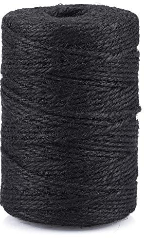 KINGLAKE Juteschnur 2mm, 100m Paketschnur, Juteband Schwarz, Jute Schnur, Strick Jutegarn, Hanfschnur, Gartenschnur Pflanzschnur, Jutekordel, Bindfaden Bastelschnur für Garten und Dekoriere