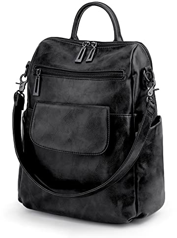 UTO Mujer Bolso Mochila de Dama Bolso Escolar de Cuero Sintético 3 Maneras Bolso para Viajar Diario con Correa