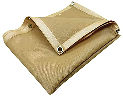 Tarps Now 6' x 10' Tan Heavy Duty Mesh Tarp with Brass Grommets - UV Resistant 75% Sun Shade, Backyard, Patios, Breezeways, Gazebos, Kennels, or Mesh Cover for Flatbeds, Trucks or Trailers