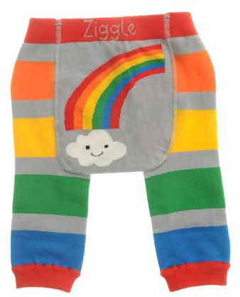 Ziggle Knitted Baby Leggings with Character Bottoms | Soft Cotton Infant Trousers for Newborn & Toddler Boys Girls | Stretchy, Nappy-Friendly Bottoms for Crawling & Playtime