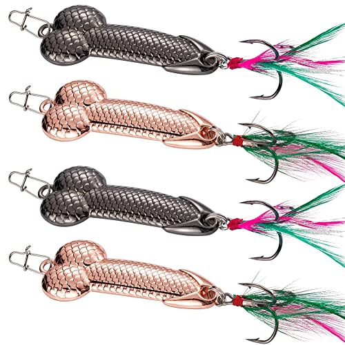 Blueshyhall Lot de 4 Leurres de Pêche en Métal, Leurres de Pêche Kit, Cuillère Peche en Mer et Eau Douce, Leurres de Traîne, Cuillère Spinner, Hameçons pour Pêche, Appât Artificiel (21 g)