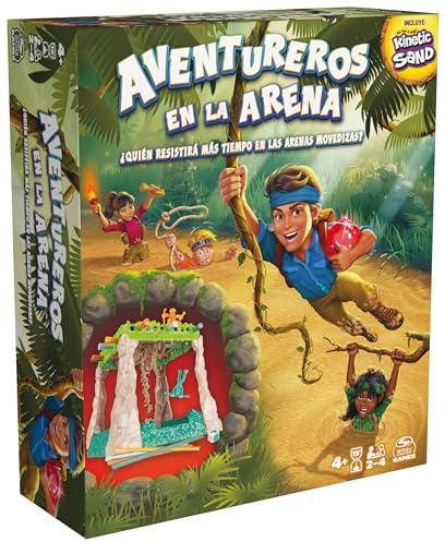 JUEGOS DE MESA - AVENTUREROS EN LA ARENA - Juego de Mesa Familiar para Niños y Adultos con Arena Cinética de Kinetic Sand - 2-4 jugadores - 6067020 - Juego de Mesa 4 años +