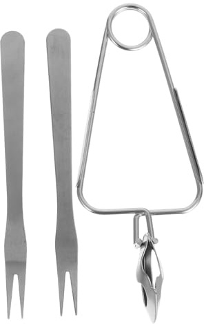 BESTonZON Juego De Pinzas Para Caracoles De Acero Inoxidable 3 Piezas Tenedores y Pinzas Para Mariscos Utensilio Resistente Adecuado Para Buffet y Ensaladas