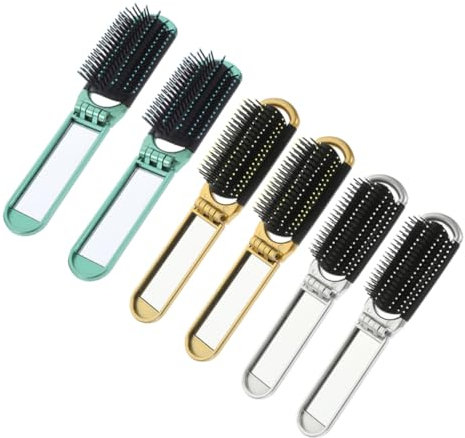 FOMIYES 6stücke Klappbare Haarbürste Mit Spiegel Reisehaarbürste Taschenhaarbürste Mini-entwirrungsbürste Haarkamm Für Frauen Kompakt Und Leicht Für Styling