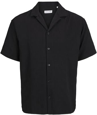 JACK & JONES Jjematteo Resort Shirt SS SN Camicia a Maniche Corte, Nero, S Uomini, Nero, S