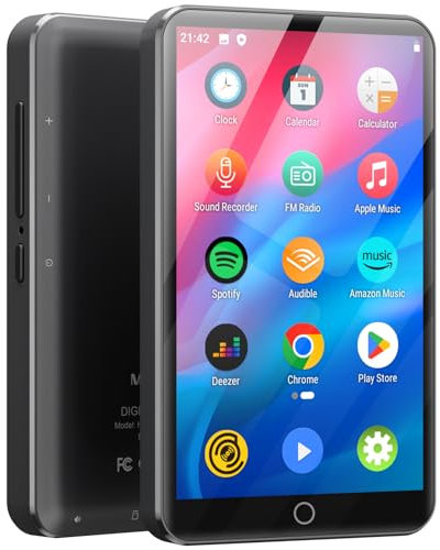 MECHEN MP3 Player with Bluetooth and WiFi，4 Touch Screen Music Player Android 9.0 MTK 8 Core，MP4 Player with Spotify，Audible，Deezer，Amazon Music，Google Play，Downloadable APP (8 Core-Grey)