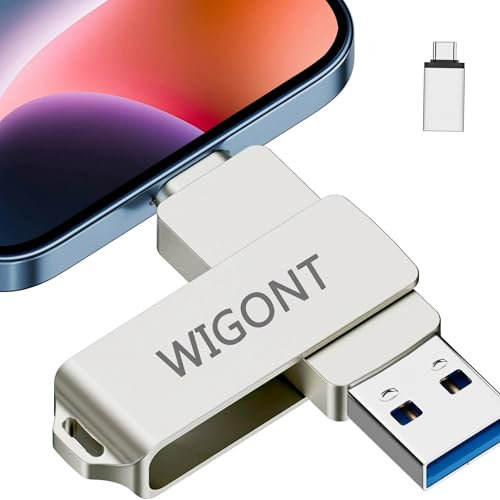 WIGONT Clé USB 128 Go Pen Drive pour Sauvegarder Plus de Photos et de Vidéos, Clé USB pour i0S/Pad/PC/Type C, Belle et Durable Clé Stockage pour lphone. Aucune Application Requise.