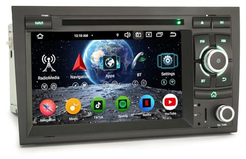 Erisin 8-Core 4GB+64GB Android 14 Radio Coche Estéreo de Automóvil para Audi A4 S4 RS4 8E B9 B7 Seat Exeo 7 GPS Navegación IPS Wireless CarPlay Android Auto DSP Bluetooth 5.0 DVD WiFi 4G Dab+ Canbus