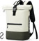 Reiseresa Rolltop Rucksack Damen Herren Wasserdicht Große Laptop Rucksack Reiserucksack mit Multifunktionale Kletterschnalle für Reisen, Arbeit, Uni Schule (Beige mit Grün)