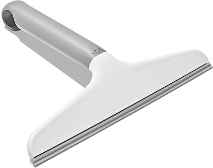 Rasqueta Multiusos OXO Good Grips con Gancho - Hoja Flexible de Silicona para un Secado sin Rayas - 25 cm de Ancho - Mango Antideslizante - Ideal para Cristales de Ducha, Espejos, Azulejos y Ventanas