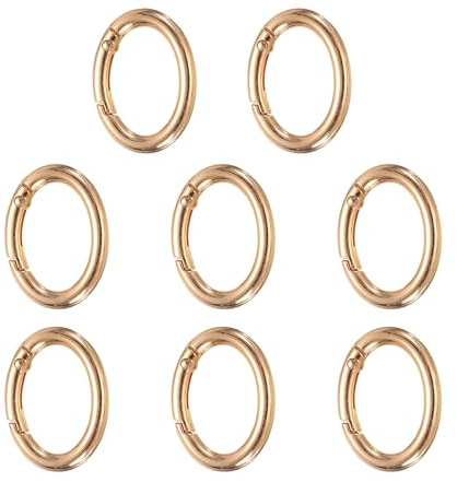 QUARKZMAN 8Pz Moschettoni per Borse, Clip Anelli a Molla in Metallo Portachiavi Accessori Uncinetto, Fibbia a Scatto Ovale per Portachiavi per Borse Tracolle Cordini Articoli in Pelle, Oro