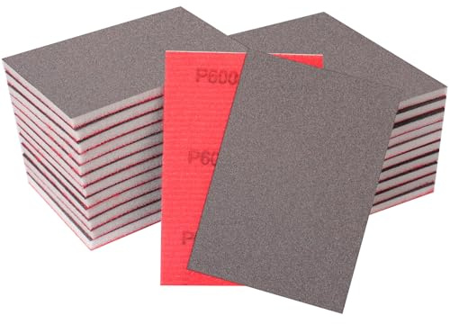 STEBRUAM 24 Éponges à Poncer,Grain 600 (70x100 mm) – Lot de Papier de Verre Humide/Sec pour Ponçage