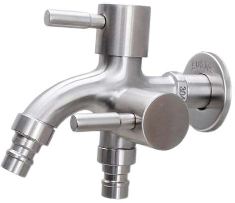 NUOBESTY Grifo de Agua de Acero Inoxidable Multifuncional Alargado con Doble Salida y Válvulas Independientes para Lavado y Compatible Mayoría de Hogares