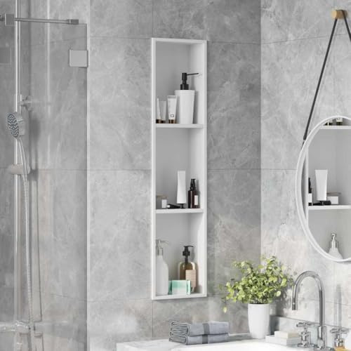Puerta De Vidrio De Baño Goma Mampara Ducha, Nichos de Ducha Blanco 90 x 20 x 9.5 cm Acero inoxidable Puerta De Vidrio De Ducha para Baño, ducha