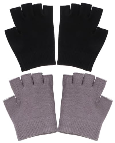 ELAYARD 2 Paia Guanti Idratanti da Donna in Gel Design senza Dita, 95% Cotone e Olio Essenziale, Guanti Notte Comfort per Mani Secche e Dure Protezione Durante Lavoro la Scrittura