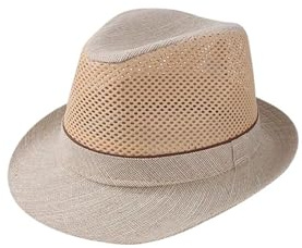 Solhatt med bred brätte, Unisex Sun Fedora Hatt Rullad brätte Andas Casual Jazz Style Flerfärgad S-XL(Light Khaki -Style 2,L)