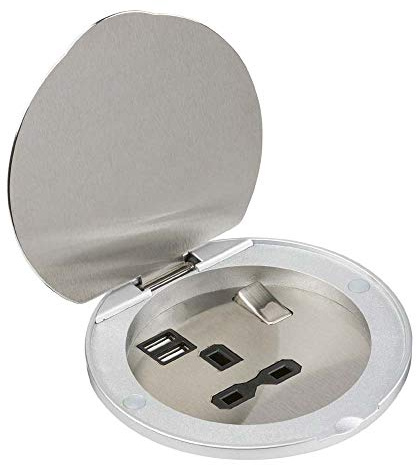 Knightsbridge SKR003A Recessed 1G Switched 13A Socket with USB, Stainless Steel, 0.6 cm*12.0 cm*8.5 cm