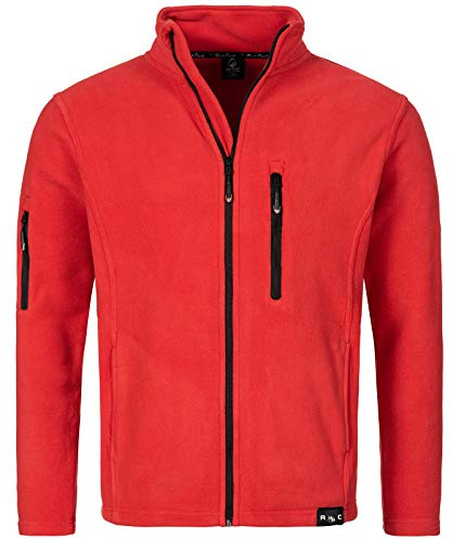Rock Creek Herren Fleece Jacke Outdoor Wanderjacke Pullover Full Zip Hoodie Herrenjacke Fleecejacke Winterjacke Strickjacke Strickfleecejacke H-197 Rot M