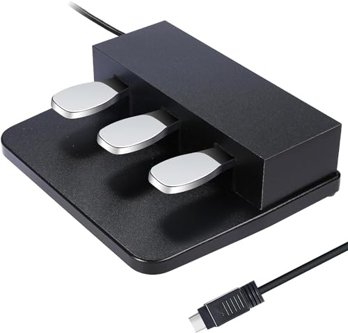 ATNEDCVH 3-pedal för digitalt tangentbord piano, 3 pedalenhet kompatibel med Yamaha DGX640, DGX650, DGX660, KBP500, KBP1000, KBP2000, KBP3000 elektriskt piano (svart)