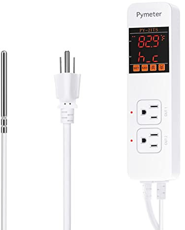 Pymeter Controlador de termostato para ventilador de ático, interruptor de temperatura, toma de corriente para plántulas, germinación, enraizamiento, invernadero, fermentación, reptil, terrario
