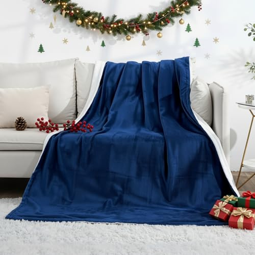 CURECURE Heated Throw Blanket Throw 130 x 180 cm Flannel Blanket, Soft Flannel Warm with 10 Hours Auto Off & 4 Heat Settings, Home Office Use - Blue