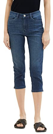 TOM TAILOR Señoras Vaqueros Capri 1035745, 10282 - Dark Stone Wash Denim, 26