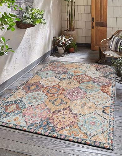 The Carpet Palma - vielseitiger Indoor- & Outdoor-Teppich, modernes Design, Wohnzimmer, wetterfest & UV-beständig, langlebig und pflegeleicht, Balkon, Wintergarten, Mehrfarbig, Bunt, 200 x 290 cm