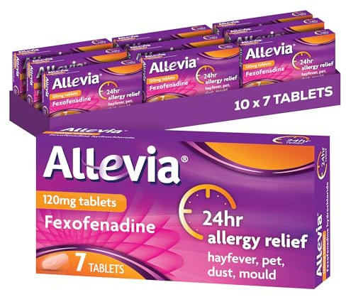 Allevia Allergy Tablets | 70 Tablets | 120mg Fexofenadine | 24hr Relief Acts within 1 Hour | Non-drowsy in Most People | Relieves Hayfever, Pet, Dust and Mould Allergies