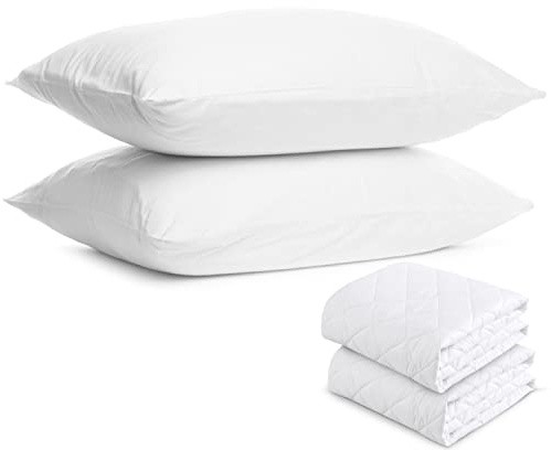 CareDeep Soft Support Pillows 2 Pack with Quilted Covers. Bounce to Back Pillows with Waterproof Cover. Anti-Allergy Pillow are Machine Washable, Hollow fiber filling Bed Pillow.