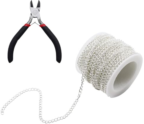 33 fot kedjor knåp länkkedja metervara länkkedja silver/guldkedjor för smyckestillverkning tillbehör med smyckestång kedja metervara för gör-det-själv halsband pyssel smycken tillverkning, 4 x 2,7 mm