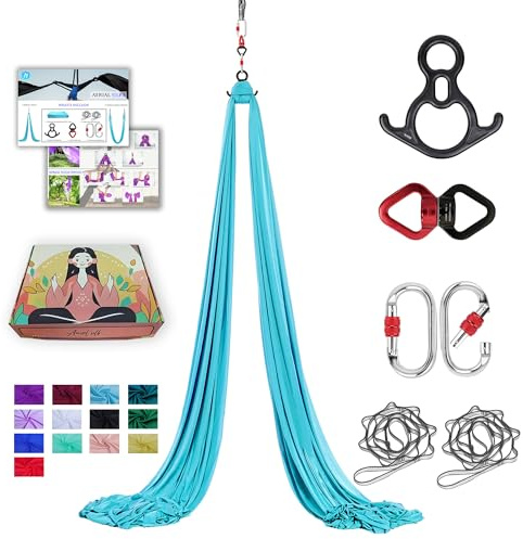 ZYOSJK Aerial Silks 11 Yards Aerial Silks For Home Aerial Yoga Swing Aerial Yoga Hammock Swing Aerial Silk For Gymnastics (SKY BLUE)