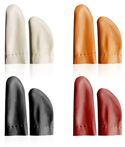 4 Pairs of Cowhide Finger Guard, Cowhide Finger Guard, Thumb and Index Finger Guard, Stab-Proof Finger Guard, Handmade DIY Hand Guard Tool
