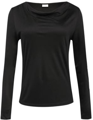 s.Oliver Schwarz LABEL Damen 2157131 Langarmshirt mit Wasserfall-Ausschnitt, 9999, 40