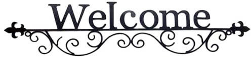 SVCEQZE Placa de bienvenida de metal para pared, decoración de letras retro de hierro, decoración de arte multiusos para el hogar, decoración negra para cafetería, restaurante, apartamento
