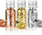2 Flaschen Gebäck Blattgold Flocken, Dessert Goldfolie Flocken Multifunktion Blattgold Blätter Lebensmittel-Goldfolie Dekoration für Mousse-Kuchen Backen (Gold+Silber+Roségold)